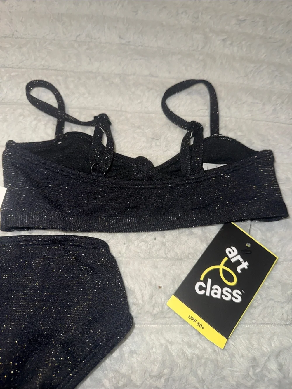 art class Black Sparkle Kids Bikini Set